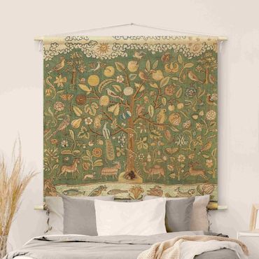 Gobeläng - Tree With Animals In Textile Look