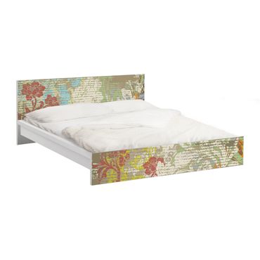 Möbelfolie für IKEA Malm Bett niedrig 180x200cm - Klebefolie Blüten vergangener Zeit