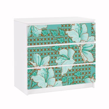 Möbelfolie für IKEA Malm Kommode - Klebefolie Orientalisches Blumenmuster