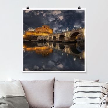 Poster - Ponte Sant'Angelo in Rom - Quadrat 1:1