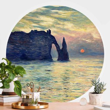 Runde Tapete selbstklebend - Claude Monet - Felsen Sonnenuntergang