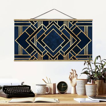 Stoffbild mit Posterleisten - Elisabeth Fredriksson - Art Deco Gold - Querformat 2:1