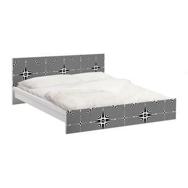 Möbelfolie für IKEA Malm Bett niedrig 180x200cm - Klebefolie Abstraktes Ornament Schwarzweiß