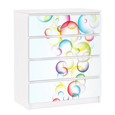 Möbelfolie für IKEA Malm Kommode - selbstklebende Folie Rainbow Bubbles
