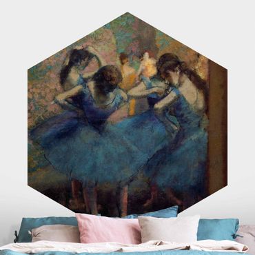 Hexagon Mustertapete selbstklebend - Edgar Degas - Blaue Tänzerinnen