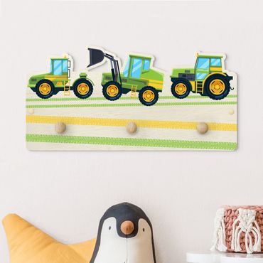 Kindergarderobe Holz - Erntemaschine, Traktor und Co