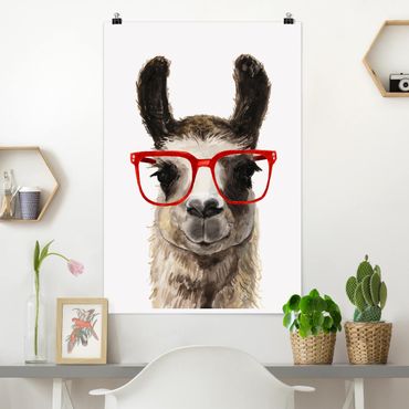Poster - Hippes Lama mit Brille II - Hochformat 3:2