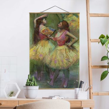 Stoffbild mit Posterleisten - Edgar Degas - Zwei Tänzerinnen - Hochformat 2:3