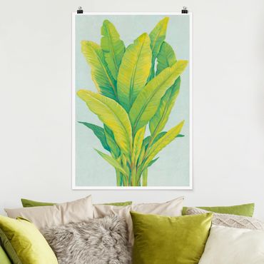 Poster - Gelbgrüne Bananenblätter - Hochformat 3:2