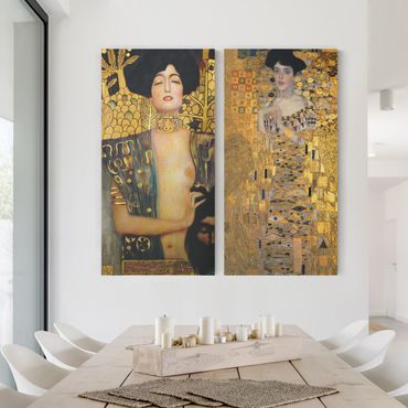 Leinwandbild 2-teilig - Gustav Klimt - Judith und Adele - Hoch 1:2