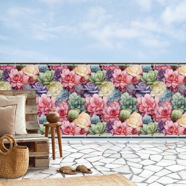 Insynsskydd för balkong - Colourful Flower Pattern