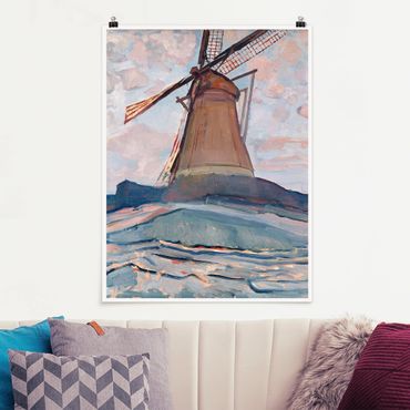 Poster - Piet Mondrian - Windmühle - Hochformat 3:4