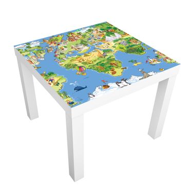 Möbelfolie für IKEA Lack - Klebefolie Great And Funny Worldmap