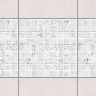 Fliesen Bordüre - Mosaikfliese Mamoroptik Bianco Carrara 20x20cm - Fliesensticker Set