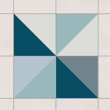 Fliesenaufkleber - Blaues Dreieck Muster Set