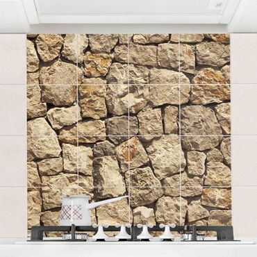 Fliesenbild - Alte Wand aus Pflasterstein