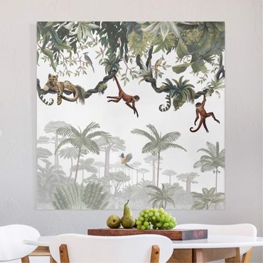 Canvastavla - Cheeky monkeys in tropical canopies