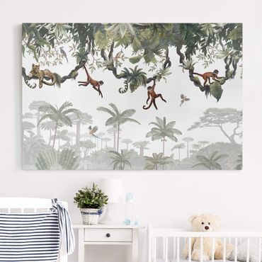 Canvastavla - Cheeky monkeys in tropical canopies