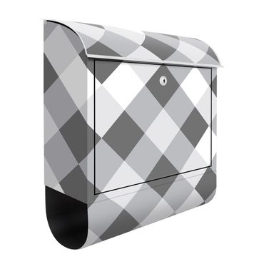 Briefkasten - Geometrisches Muster gedrehtes Schachbrett Grau