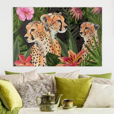 Canvastavla - Three Cheetahs In The Jungle
