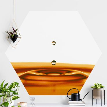 Hexagon Mustertapete selbstklebend - Gold Drops Of Water Trio Teil1