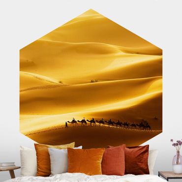 Hexagon Mustertapete selbstklebend - Golden Dunes