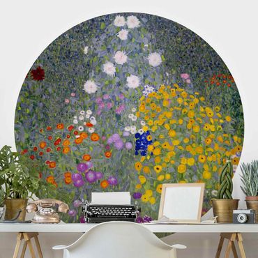 Runde Tapete selbstklebend - Gustav Klimt - Bauerngarten