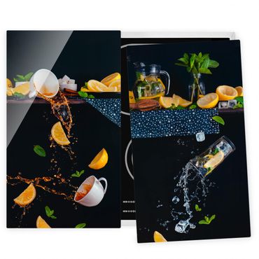 Herdabdeckplatte Glas - Citrus Splash