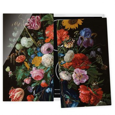 Herdabdeckplatte Glas - Jan Davidsz de Heem - Glasvase mit Blumen