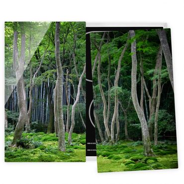 Herdabdeckplatte Glas - Japanischer Wald