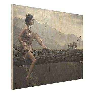 Holzbild - Jane in the Rain - Quer 4:3