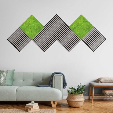Akustiska paneler och mosspaneler - Wooden Wall Oak grey and Moss Wall apple green - Wall collage