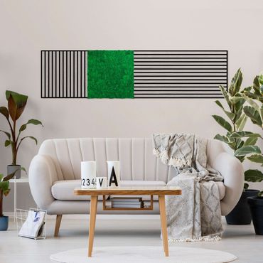 Akustiska paneler och mosspaneler - Wooden Wall Oak grey and Moss Wall spruce green - Wall collage