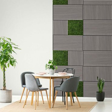 Akustiska paneler och mosspaneler - Wooden Wall Oak grey and Moss Wall olive green - Wall collage