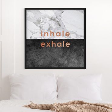 Bild mit Rahmen - Inhale Exhale Kupfer und Marmor - Quadrat