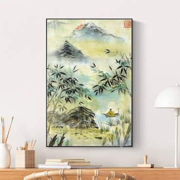 Ljuddämpande tavla - Japanese Watercolour Drawing Bamboo Forest
