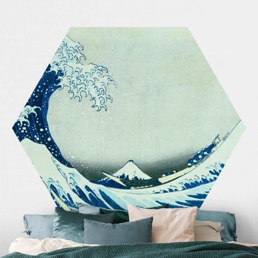 Hexagon Mustertapete selbstklebend - Katsushika Hokusai - Die grosse Welle von Kanagawa