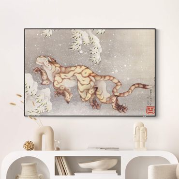 Utbytbar tavla - Katsushika Hokusai - Tiger In Snowstorm