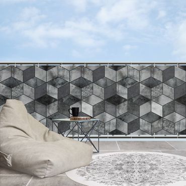 Insynsskydd för balkong - Crystal Grey Cube Pattern