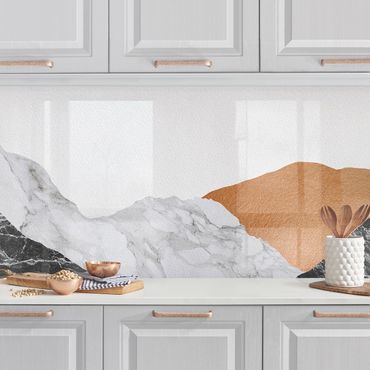 Küchenrückwand - Landschaft in Marmor und Kupfer