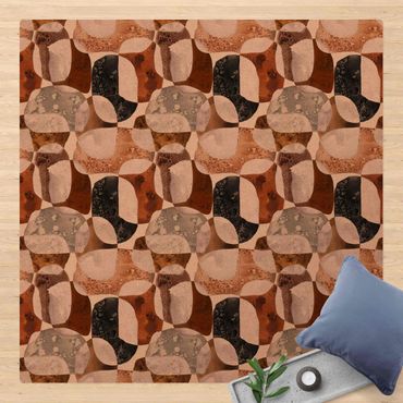 Kork-Teppich - Lebende Steine Muster in Braun - Quadrat 1:1