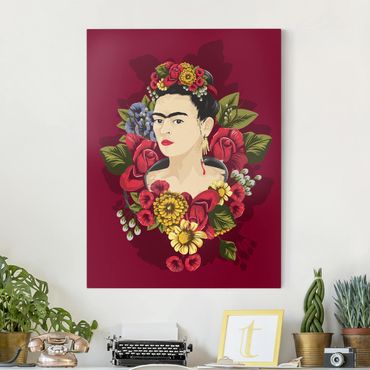 Leinwandbild - Frida Kahlo - Rosen - Hochformat 3:4