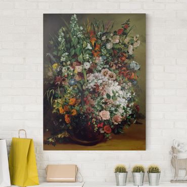 Leinwandbild - Gustave Courbet - Blumenstrauß in einer Vase - Hoch 3:4