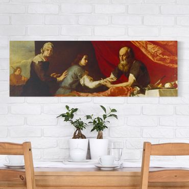 Leinwandbild - Jusepe de Ribera - Kunstdruck Isaac und Jakob - Panorama Quer