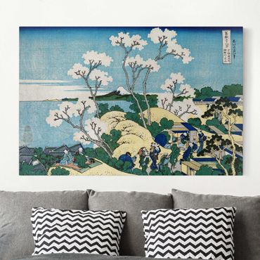 Leinwandbild - Katsushika Hokusai - Der Fuji von Gotenyama in Shinagawa von der Handesstraße Tokaido aus - Quer 3:2-60x40