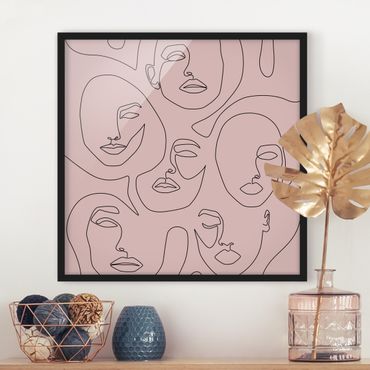 Bild mit Rahmen - Line Art - Beauty Portraits in Blush Rose - Quadrat - 1:1