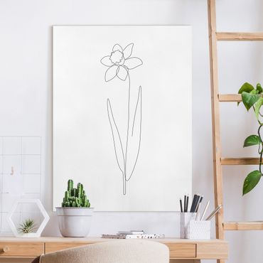 Leinwandbild - Line Art Blumen - Narzisse - Hochformat 3:4