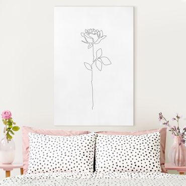 Leinwandbild - Line Art Blumen - Rose - Hochformat 2:3