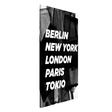 Magnettafel - Berlin New York London - Memoboard Hochformat