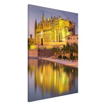 Magnettafel - Catedral de Mallorca Wasserspiegelung - Memoboard Hochformat